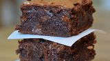 An image of baked quick brownies.